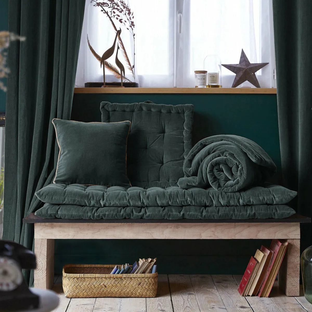 EMINZA Coussin de sol carré velours de coton (50 x 50 cm) Victor Gris ardoise Sale