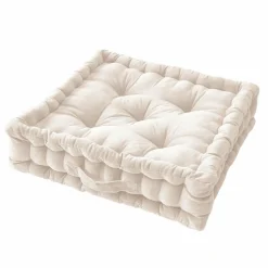 EMINZA Coussin de sol carré velours de coton (50 x 50 cm) Victor pampa Beige Clearance