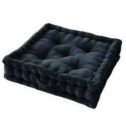 EMINZA Coussin de sol carré velours de coton (50 x 50 cm) Victor Bleu nuit New