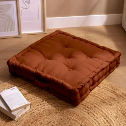 EMINZA Coussin de sol coton (60 x 60 cm) Pixel Terracotta