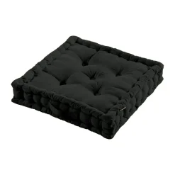 EMINZA Coussin de sol coton (50 x 50 cm) Pixel Noir New