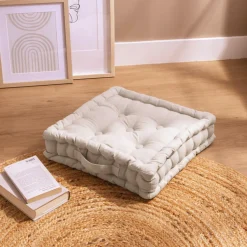 EMINZA Coussin de sol coton (40 x 40 cm) Pixel Beige New