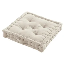 EMINZA Coussin de sol coton (60 x 60 cm) Pixel Beige New