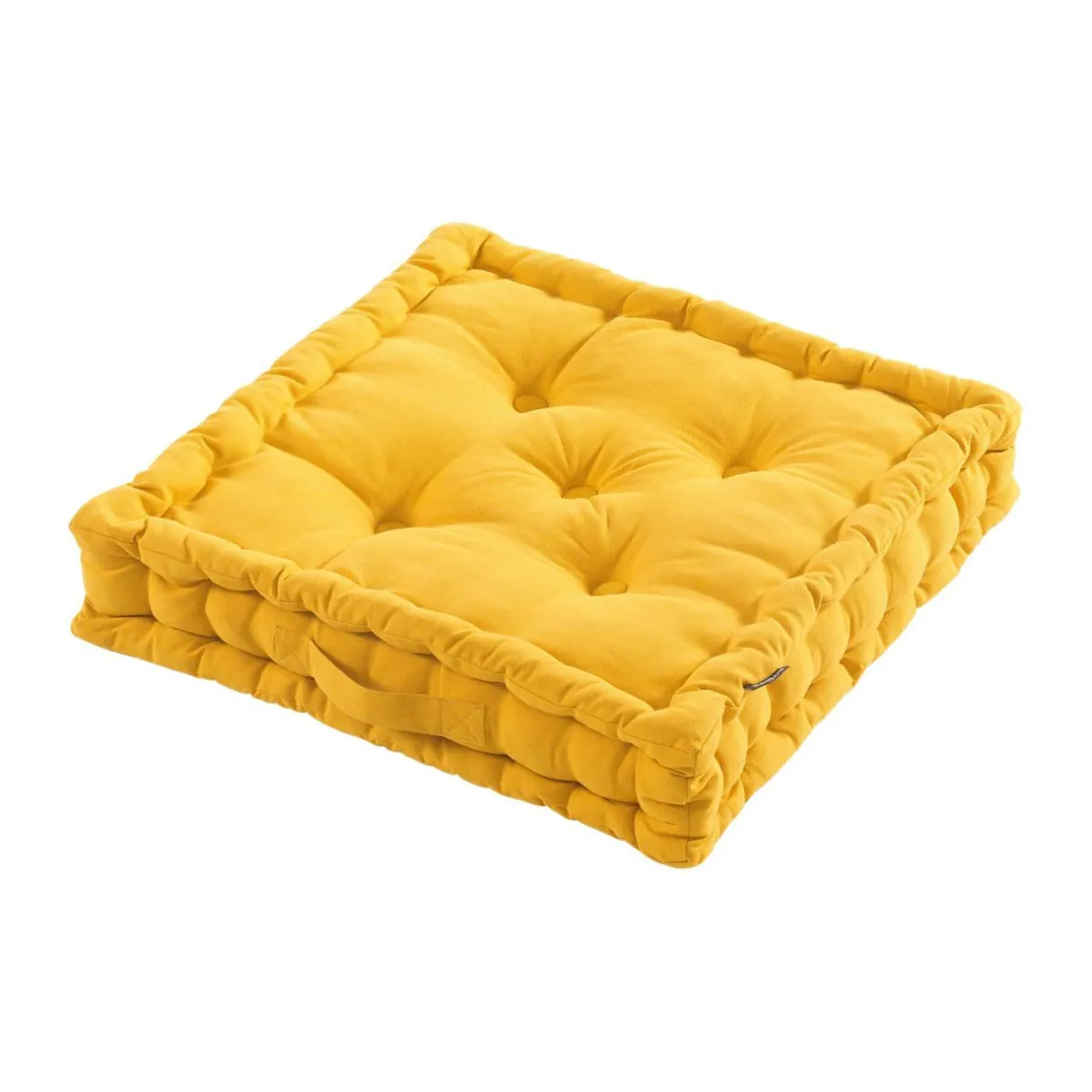 EMINZA Coussin de sol coton (50 x 50 cm) Pixel Jaune moutarde Hot