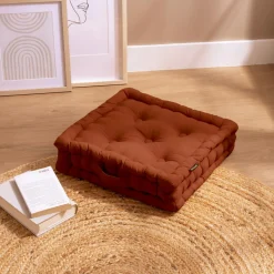 EMINZA Coussin de sol coton (40 x 40 cm) Pixel Terracotta Sale
