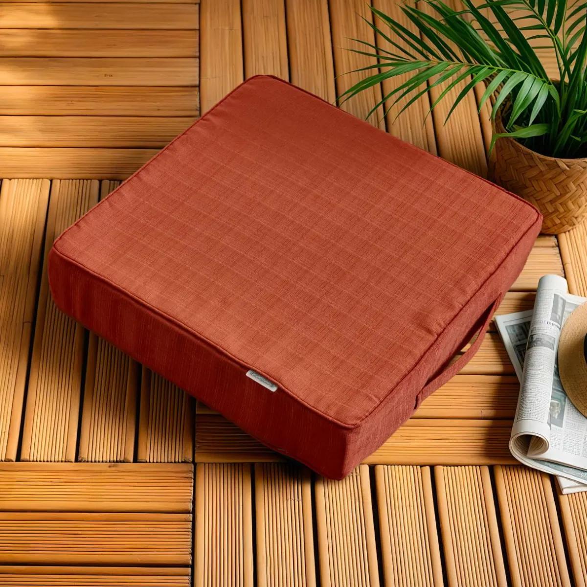 EMINZA Coussin de sol extérieur déhoussable (45 x 45 cm) Sunset Terracotta New