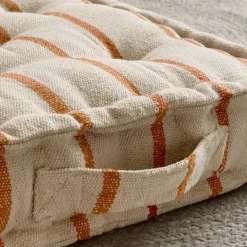 EMINZA Coussin de sol extérieur toile de coton (45 x 45 cm) Ocealys Corail Orange Hot