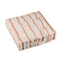 EMINZA Coussin de sol extérieur toile de coton (45 x 45 cm) Ocealys Corail Orange Hot