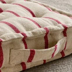 EMINZA Coussin de sol extérieur toile de coton (45 x 45 cm) Ocealys Rouge Discount