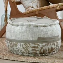 STOF Coussin de sol rond coton haut (40 x 30 cm) Hemera Taupe Best