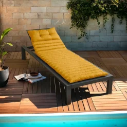 EMINZA Coussin de transat capitonné (180 x 60 cm) Sunset Jaune moutarde New