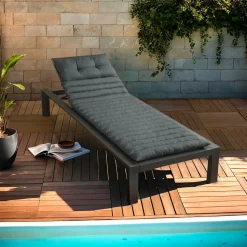 EMINZA Coussin de transat capitonné (180 x 60 cm) Sunset Gris Anthracite Outlet
