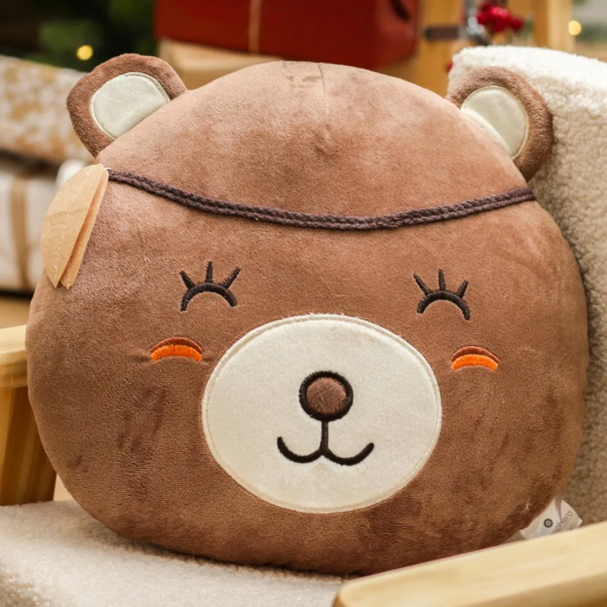 Atmosphera createur d'interieur for kids Coussin enfant (27 x 30 cm) Tête d'Ours Marron Discount