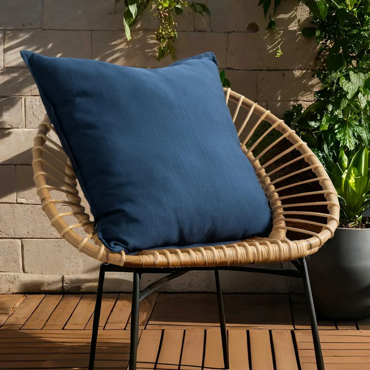 EMINZA Coussin extérieur carré (60 x 60 cm) Sunset Bleu nuit Outlet