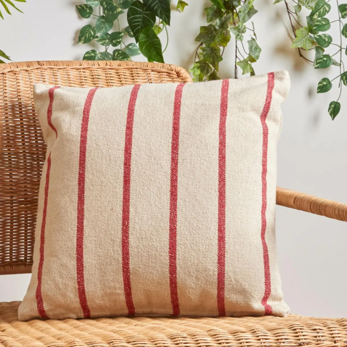 EMINZA Coussin extérieur carré toile de coton (50 x 50 cm) Ocealys Rouge Outlet