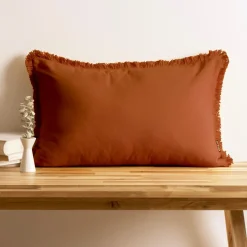 EMINZA Coussin rectangulaire coton (40 x 60 cm) Pixel franges Terracotta New
