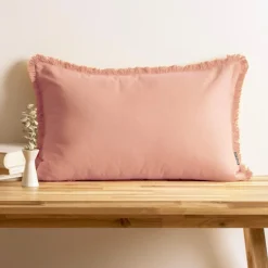 EMINZA Coussin rectangulaire coton (40 x 60 cm) Pixel franges Rose Pêche Clearance