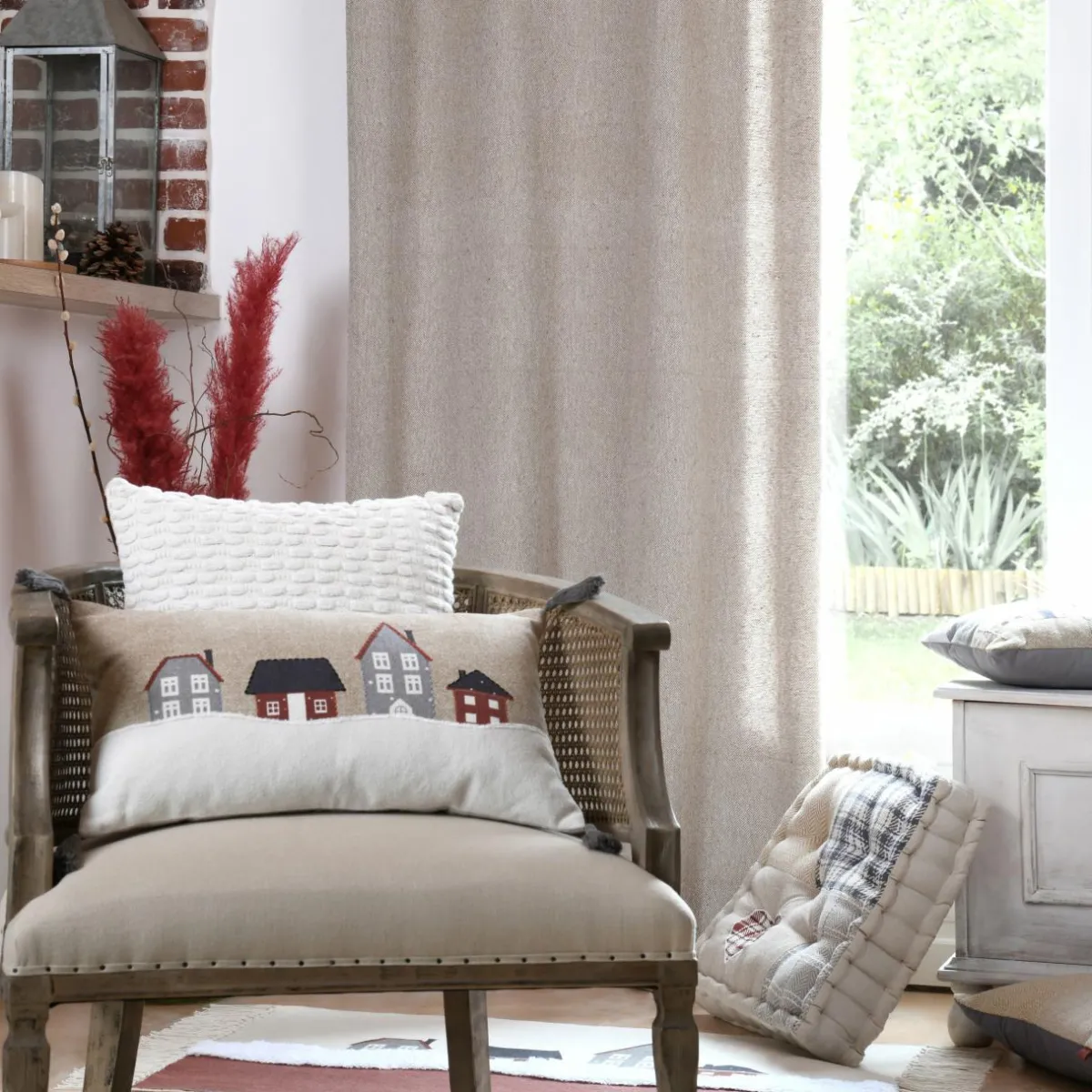 LOVELY CASA Coussin rectangulaire coton (30 x 50 cm) Cornouailles Beige Clearance