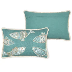 STOF Coussin rectangulaire coton (35 x 50 cm) Barbade Vert céladon Discount