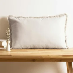 EMINZA Coussin rectangulaire coton (40 x 60 cm) Pixel franges Beige