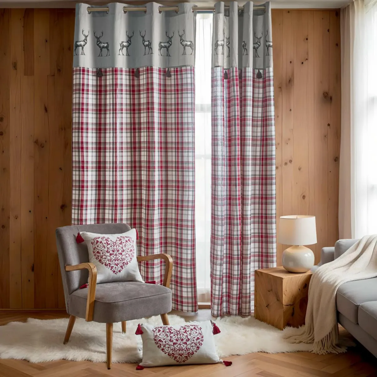 EMINZA Coussin rectangulaire coton (30 x 50 cm) Megeve Rouge Outlet
