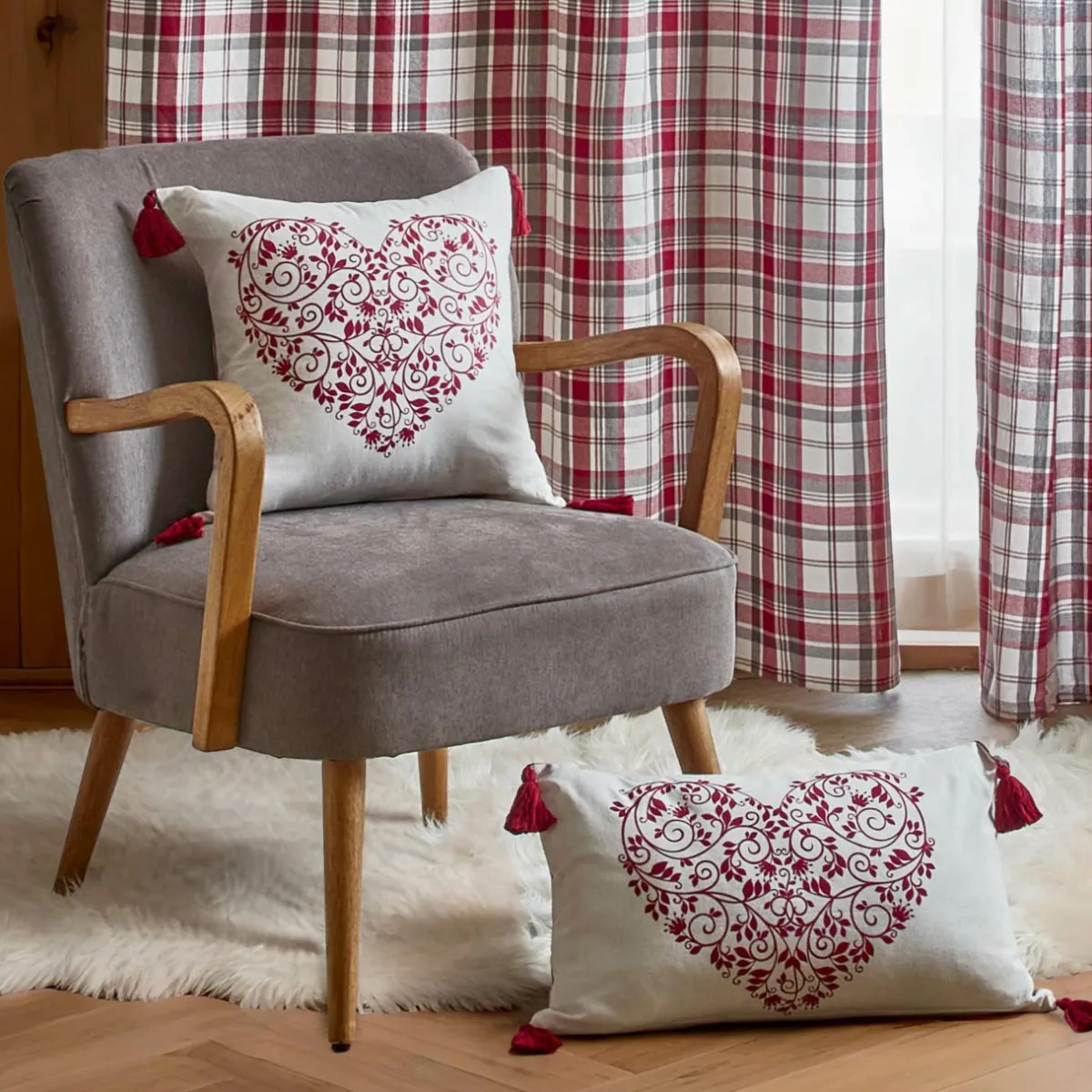 EMINZA Coussin rectangulaire coton (30 x 50 cm) Megeve Rouge Outlet