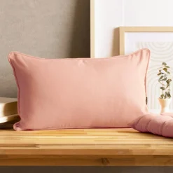 EMINZA Coussin rectangulaire coton (30 x 50 cm) Pixel Rose Pêche New
