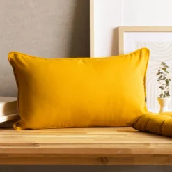 EMINZA Coussin rectangulaire coton (30 x 50 cm) Pixel Jaune moutarde Discount