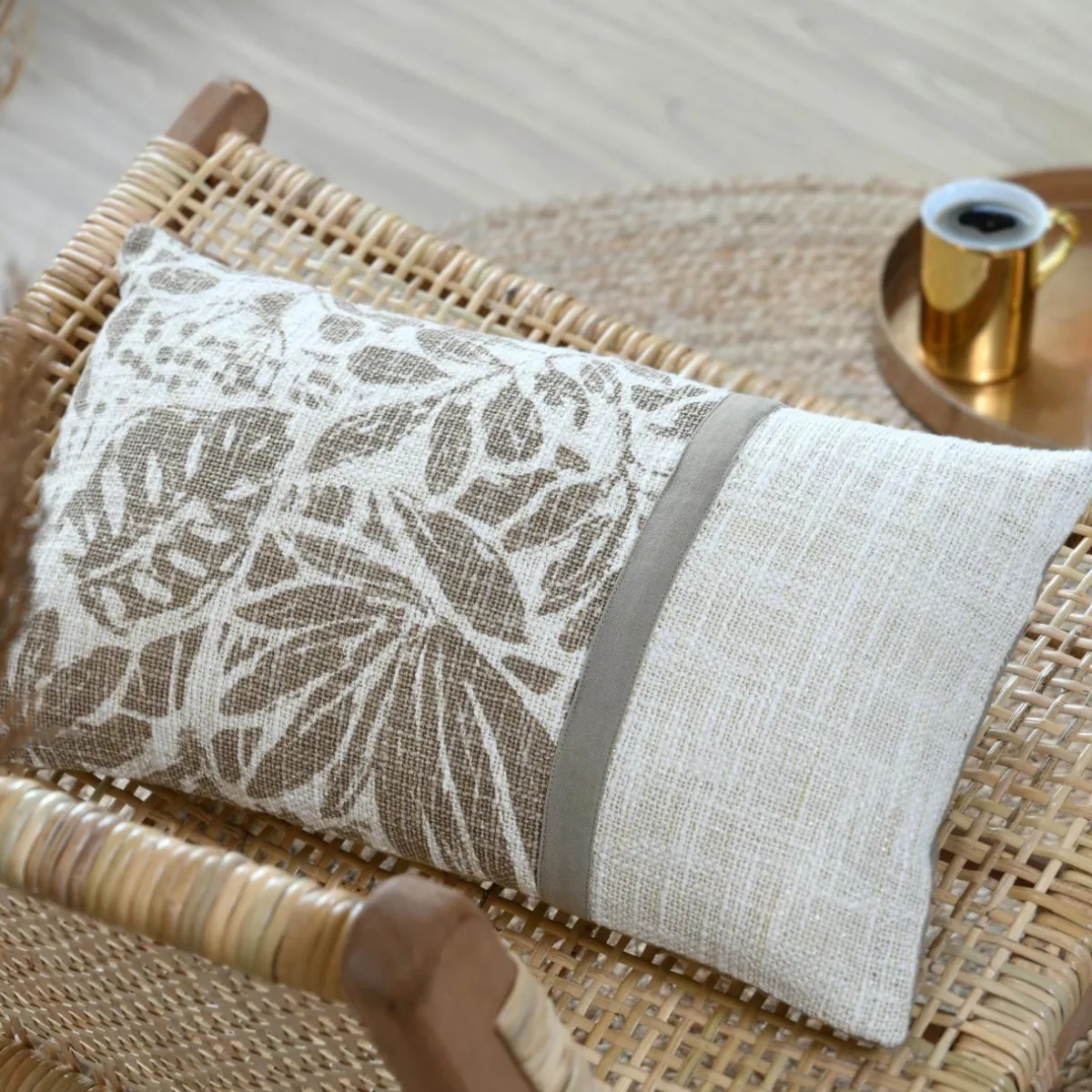 STOF Coussin rectangulaire coton (30 x 50 cm) Hemera Taupe Discount