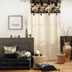 COTON d'intu017drieur Coussin rectangulaire coton (30 x 50 cm) Karaba Noir Clearance