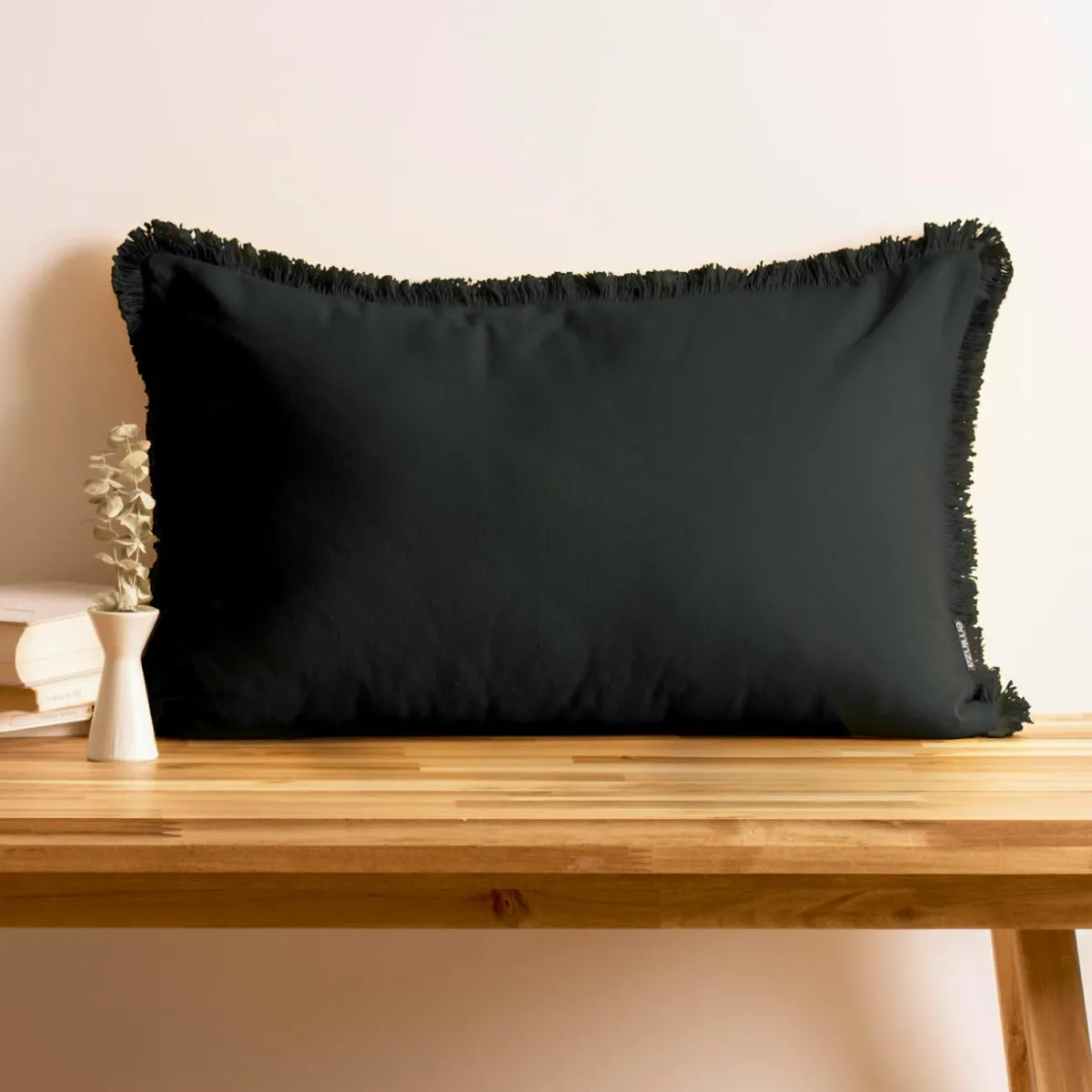 EMINZA Coussin rectangulaire coton (40 x 60 cm) Pixel franges Noir Online