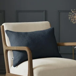 L'EFFET PAPILLON Coussin rectangulaire coton (40 x 60 cm) Sixtine Bleu nuit New