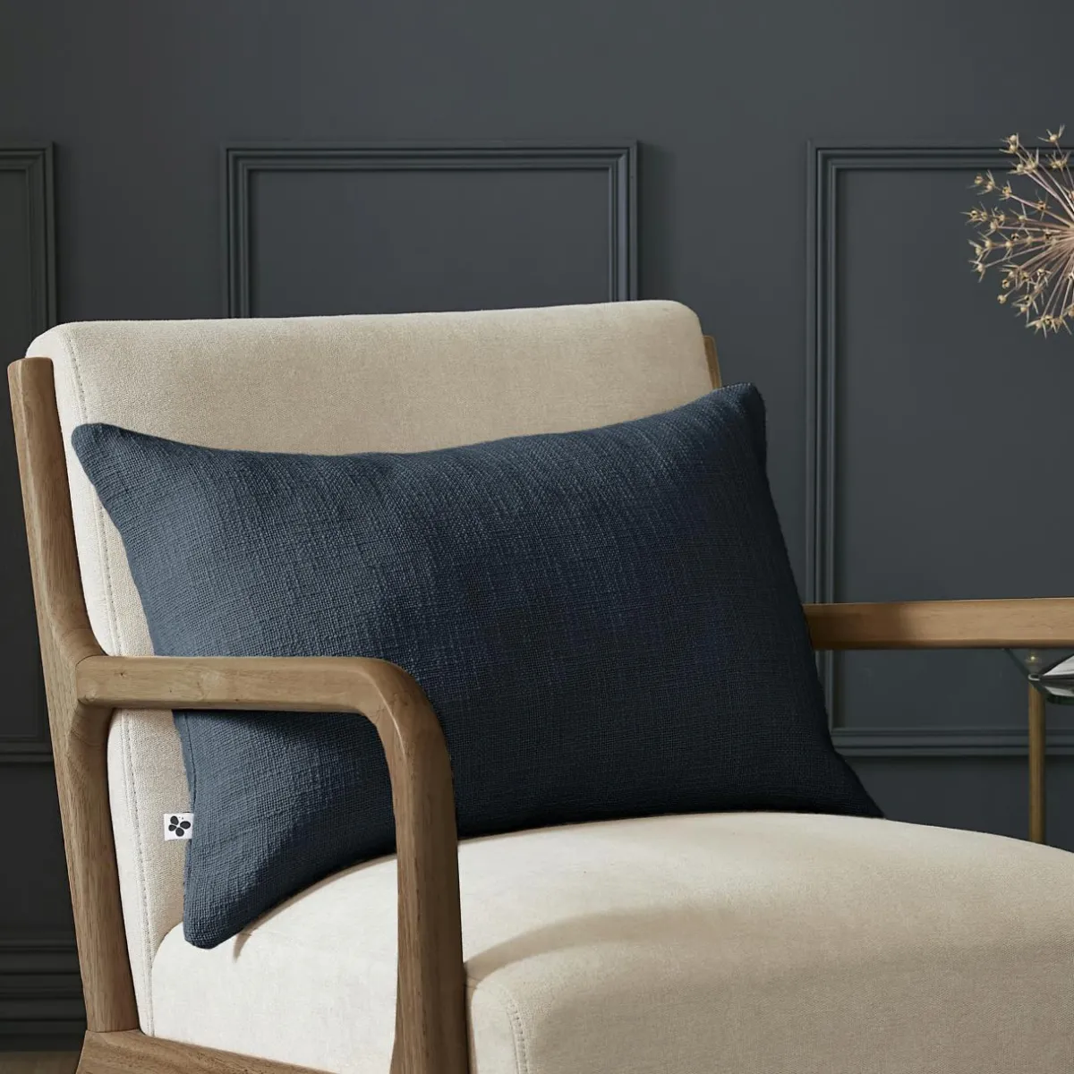 L'EFFET PAPILLON Coussin rectangulaire coton (40 x 60 cm) Sixtine Bleu nuit New