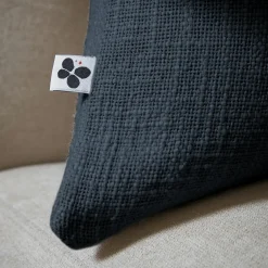 L'EFFET PAPILLON Coussin rectangulaire coton (40 x 60 cm) Sixtine Bleu nuit New