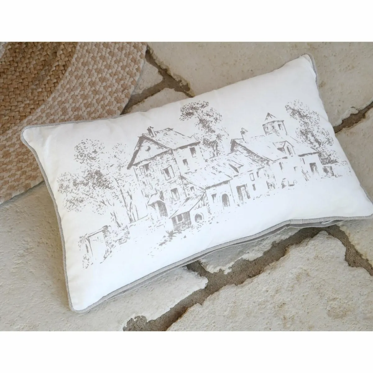 LOVELY CASA Coussin rectangulaire coton (50 cm) Sophie Ecru