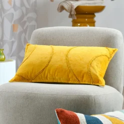 STOF Coussin rectangulaire coton (30 x 50 cm) Blokken Jaune moutarde Best