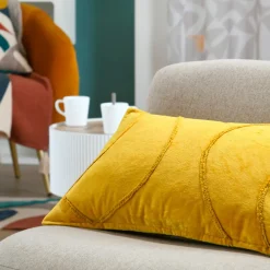 STOF Coussin rectangulaire coton (30 x 50 cm) Blokken Jaune moutarde Best