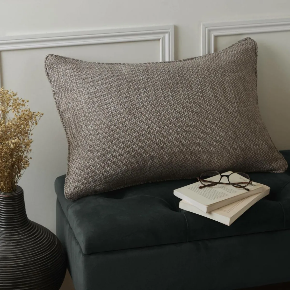 EMINZA Coussin rectangulaire effet chiné (40 x 60 cm) James galet Gris Discount