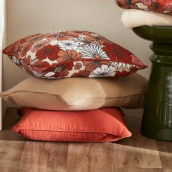 EMINZA Coussin rectangulaire en gaze de coton (40 x 60 cm) Gaïa Azalée Terracotta Outlet