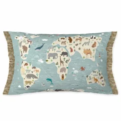 L'EFFET PAPILLON Coussin rectangulaire enfant (30 x 50 cm) Map Bleu Clearance