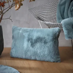 EMINZA Coussin rectangulaire fausse fourrure (40 x 60 cm) Finn Bleu Discount