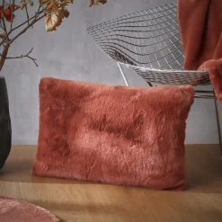 EMINZA Coussin rectangulaire fausse fourrure (40 x 60 cm) Finn Terracotta New