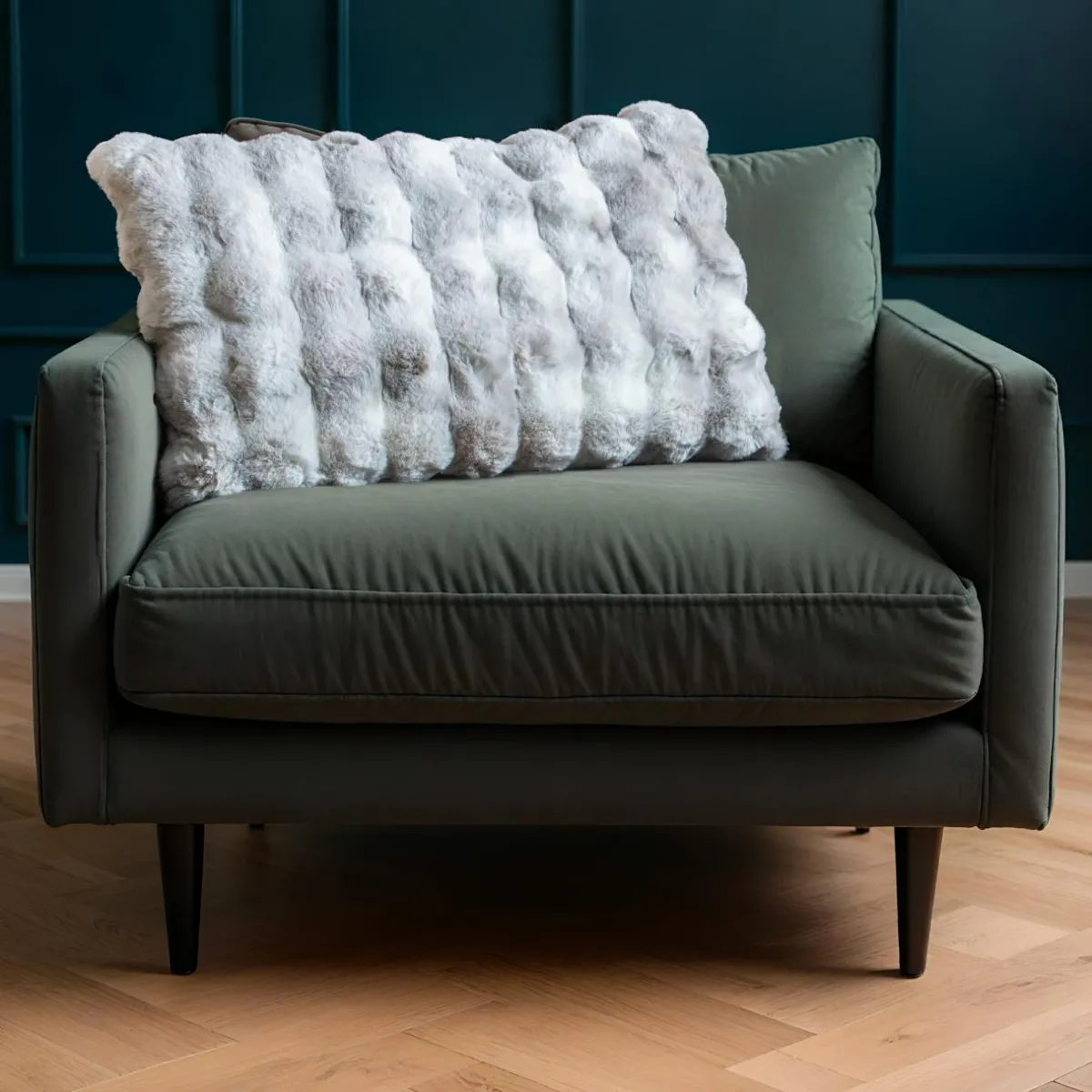STOF Coussin rectangulaire fausse fourrure (50 x 80 cm) Nebraska perle Gris