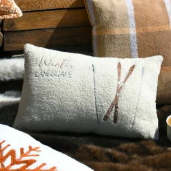STOF Coussin rectangulaire fausse fourrure (30 x 50 cm) Wildforest Ecru New