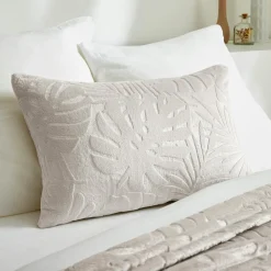 EMINZA Coussin rectangulaire flanelle (40 x 60 cm) Flore Ecru Clearance