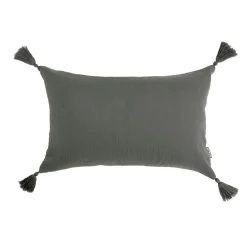 EMINZA Coussin rectangulaire gaze de coton (40 x 60 cm) Gaïa Gris granit Gris foncé Best