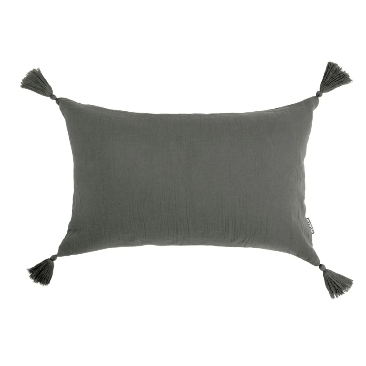 EMINZA Coussin rectangulaire gaze de coton (40 x 60 cm) Gaïa Gris granit Gris foncé Best