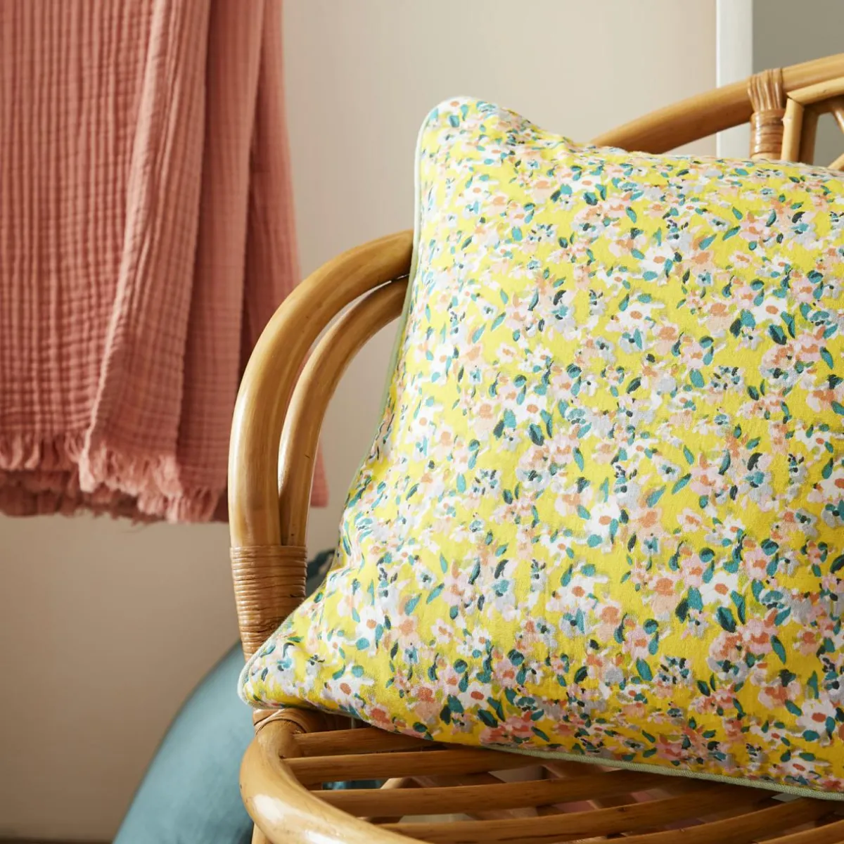 EMINZA Coussin rectangulaire gaze de coton (40 x 60 cm) Abigaël Jaune Best