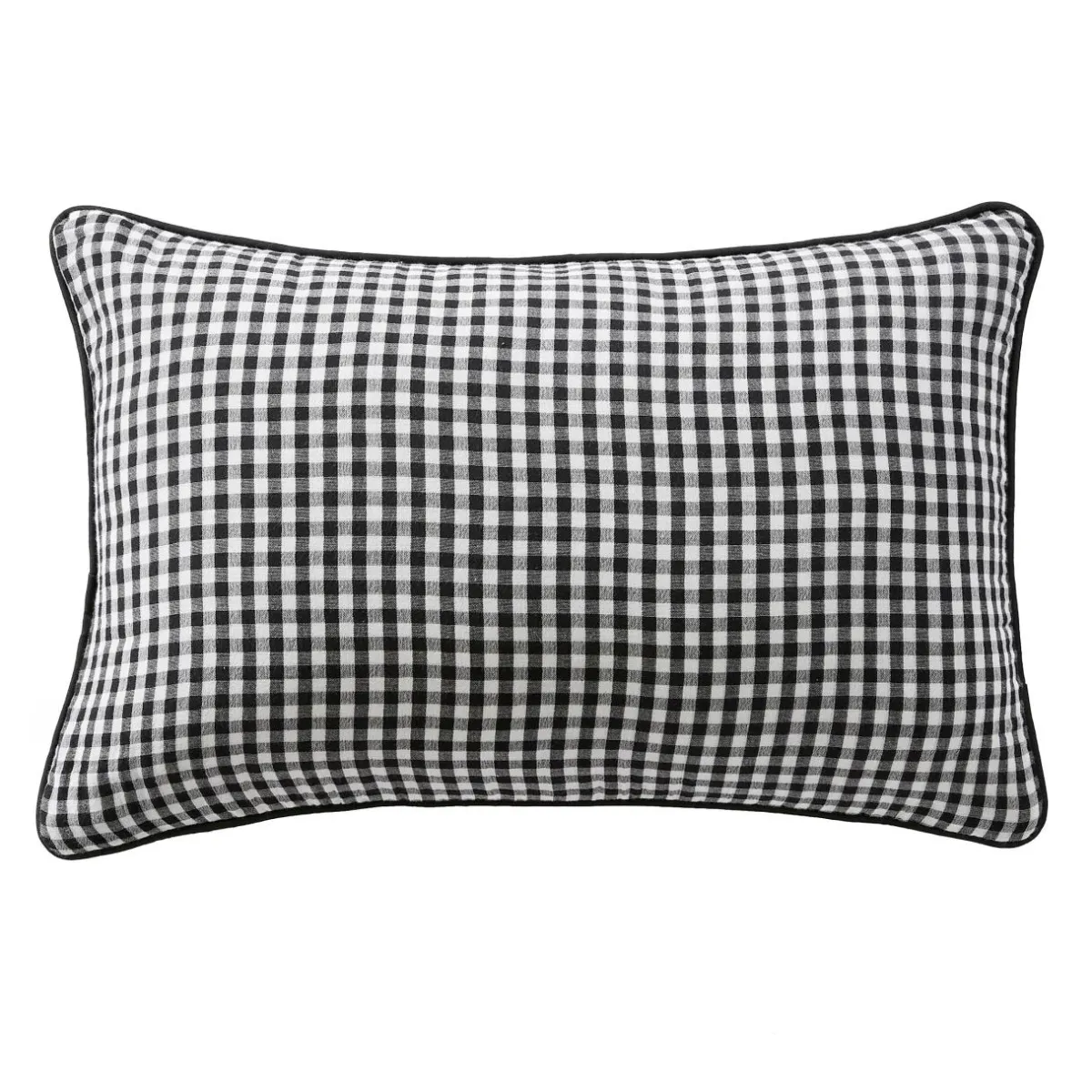 EMINZA Coussin rectangulaire gaze de coton (40 x 60 cm) Gaïa vichy Noir Outlet