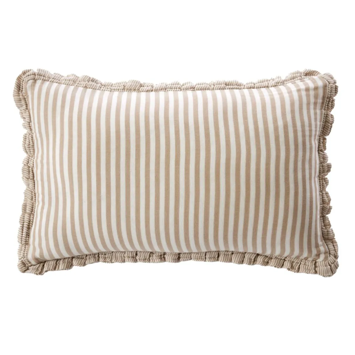 EMINZA Coussin rectangulaire gaze de coton (40 x 60 cm) Gaïa rayures Ficelle Rayure Ficelle Sale